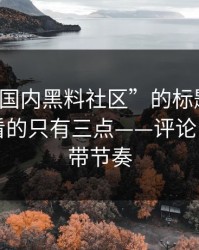 别被“国内黑料社区”的标题骗了：真正要看的只有三点——评论区最容易带节奏